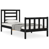 Vidaxl bedframe met hoofdbord massief hout zwart