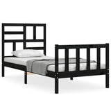 Vidaxl bedframe met hoofdbord massief hout zwart