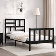 Vidaxl bedframe met hoofdbord massief hout zwart