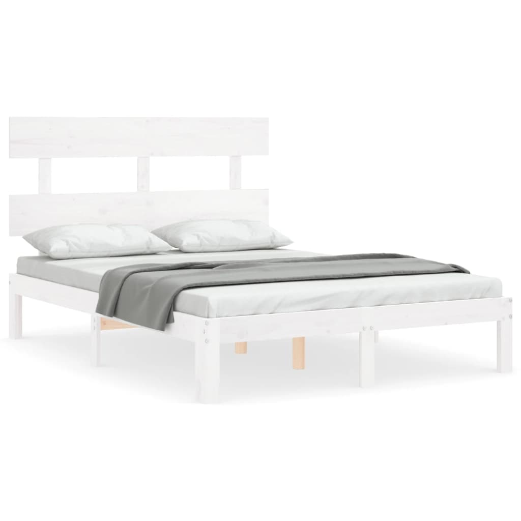 Vidaxl bedframe met hoofdbord massief hout wit