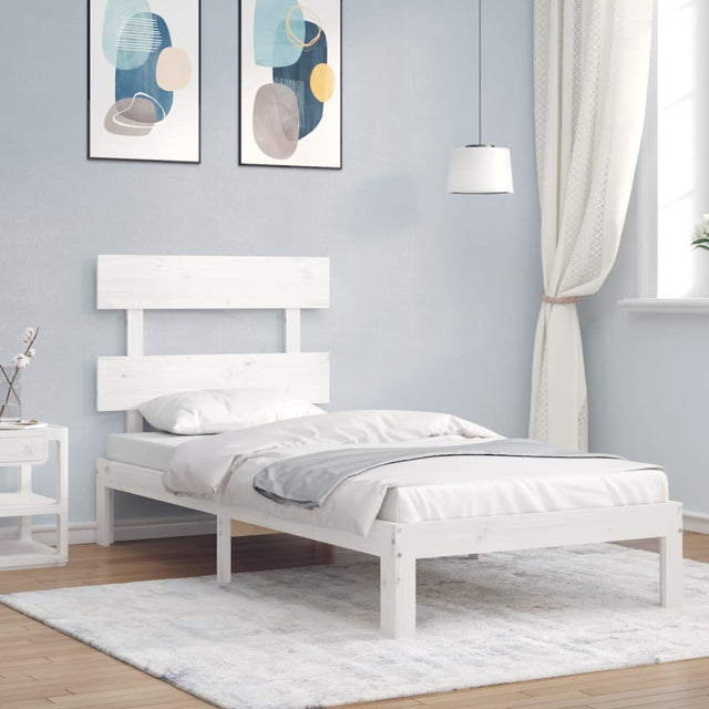Vidaxl bedframe zonder matras massief grenenhout wit 90x200 cm