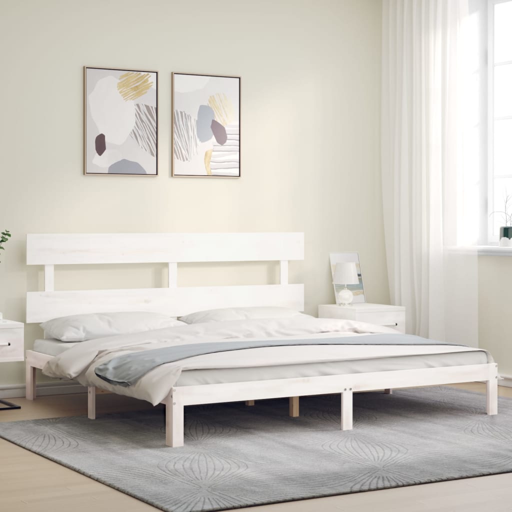 Vidaxl bedframe met hoofdbord massief hout wit