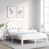 Vidaxl bedframe met hoofdbord massief hout wit