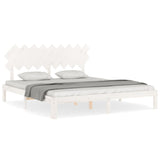 Vidaxl bedframe met hoofdbord massief hout wit super king size