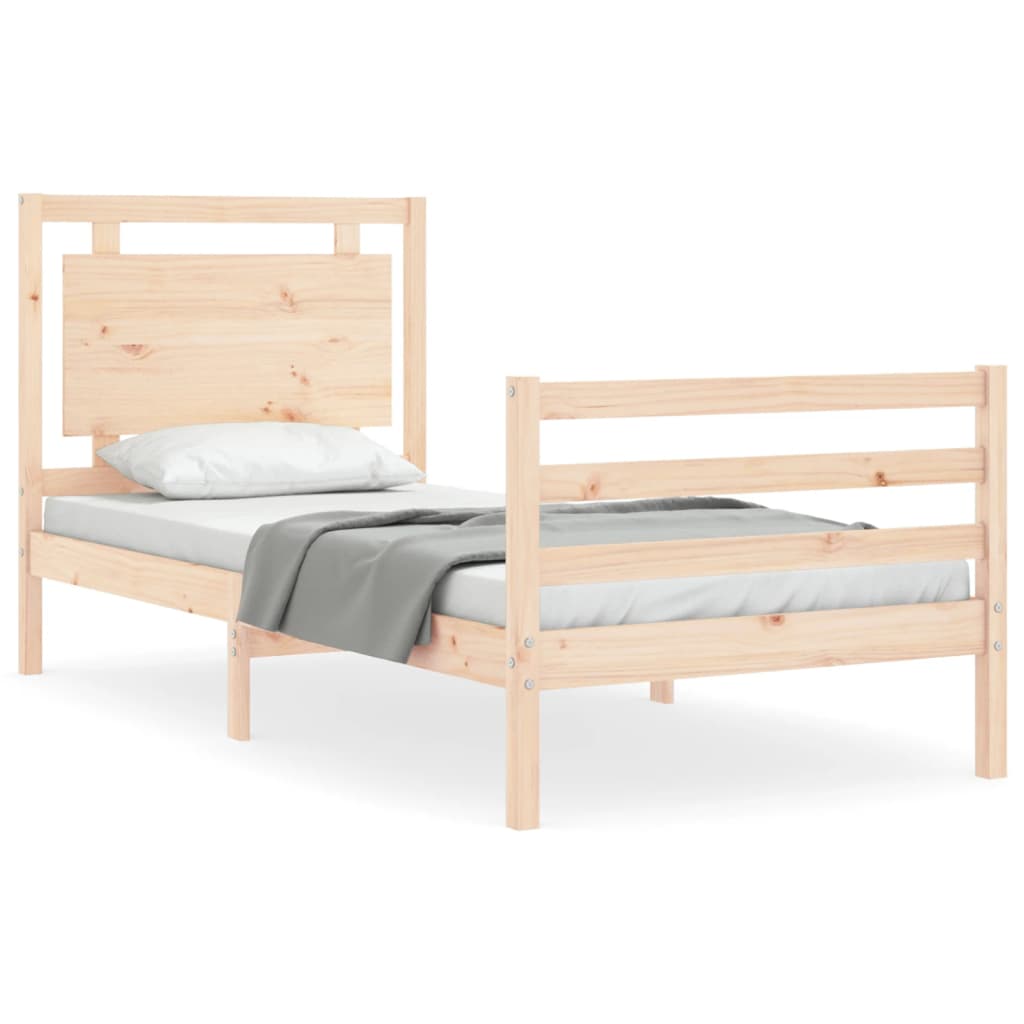 Vidaxl bedframe met hoofdbord massief hout 100x200 cm