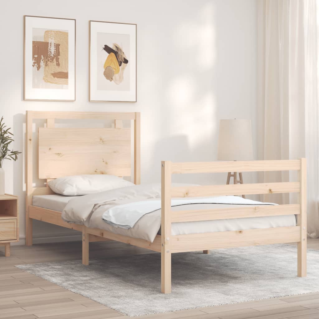 Vidaxl bedframe met hoofdbord massief hout 100x200 cm