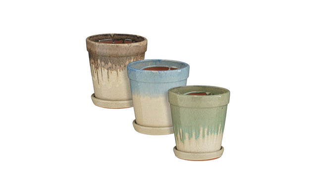 Madrid pot round l. blue brown mint green 3 assorted - h24xd22cm