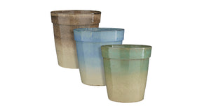 Madrid pot round l. blue brown mint green 3 assorted - h62xd59,5cm