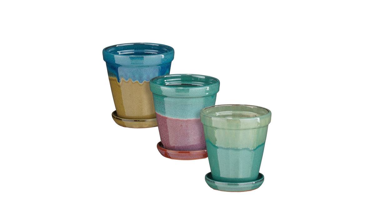 Madrid pot round purple petrol blue 3 assorti - h17xd16cm