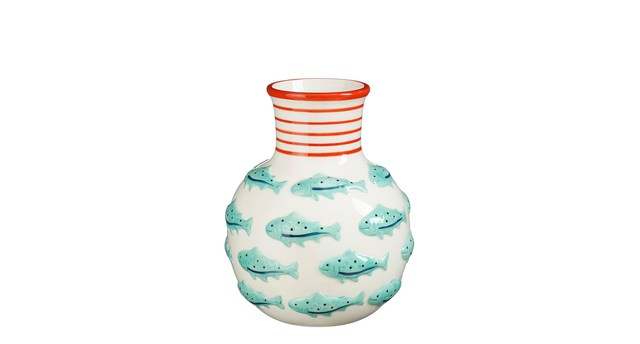 Vaas vis blauw - h19,5xd16cm