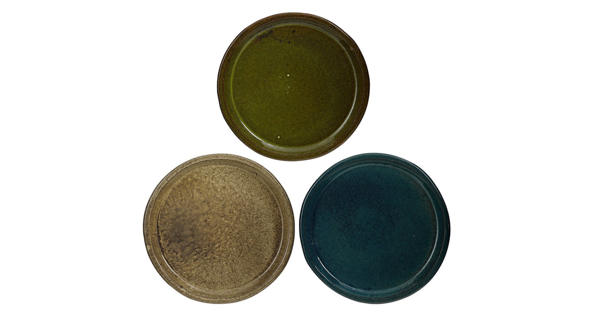 Madrid saucer round cream d. green d. blue 3 assorted - h5xd49cm