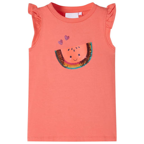 Vidaxl kindershirt met ruches aan de mouwen 116 koraalkleurig