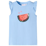 VidaXL Kindershirt met ruches aan de mouwen 104 lichtblauw