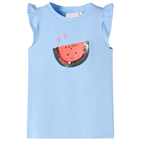 Vidaxl kindershirt met ruches aan de mouwen 104 lichtblauw