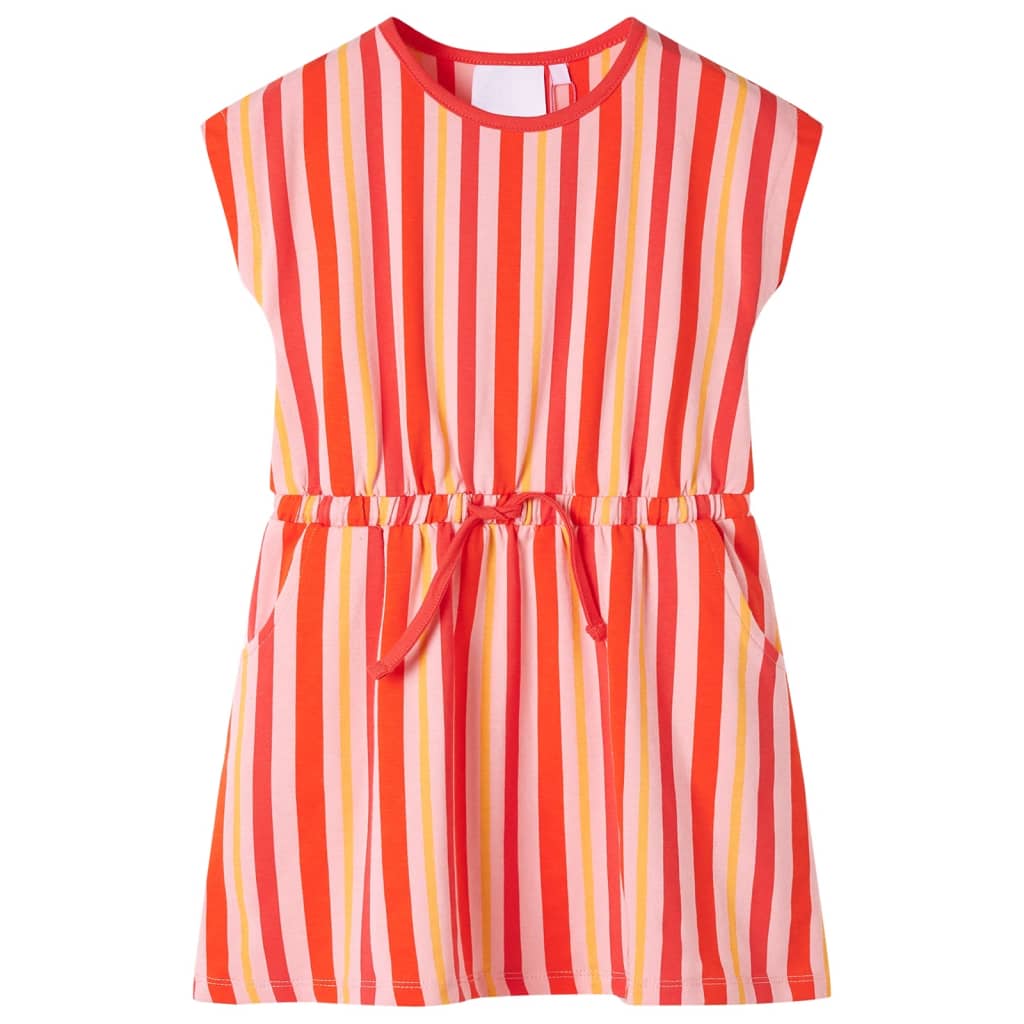 Vidaxl kinderjurk met trekkoord 104 roze en rood