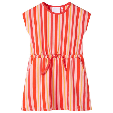 Vidaxl kinderjurk met trekkoord 104 roze en rood