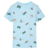 VidaXL Kindershirt 128 gemêleerd lichtblauw