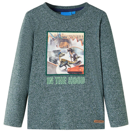 Vidaxl kindershirt met lange mouwen 128 gemêleerd donkergroen