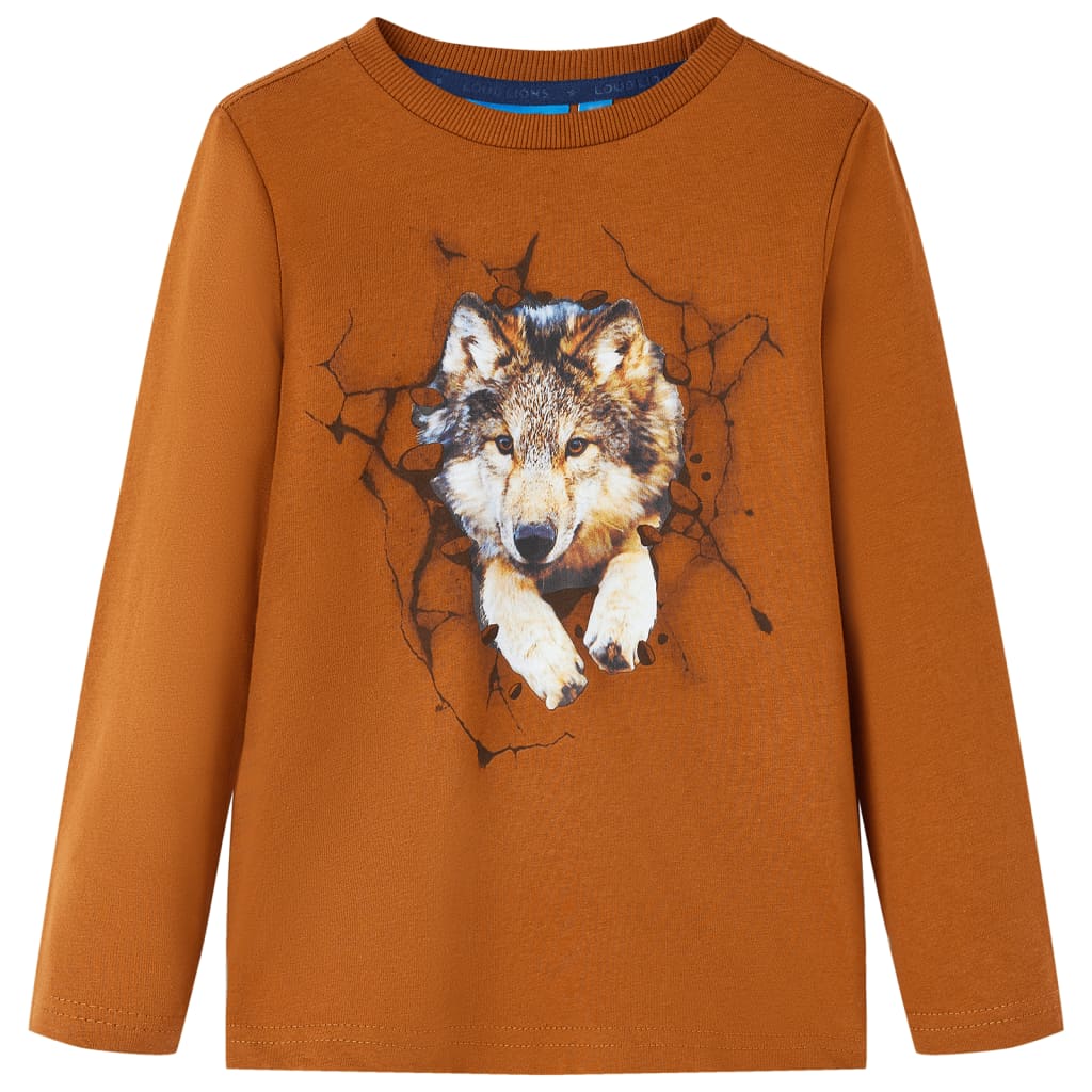 VidaXL Kindershirt met lange mouwen 128 cognackleurig