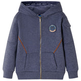 Vidaxl kindervest met capuchon en rits 92 gemêleerd donkerblauw
