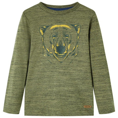 Vidaxl kindershirt met lange mouwen 128 gemêleerd kakikleurig