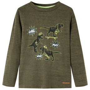 Vidaxl kindershirt met lange mouwen 104 gemêleerd kakikleurig