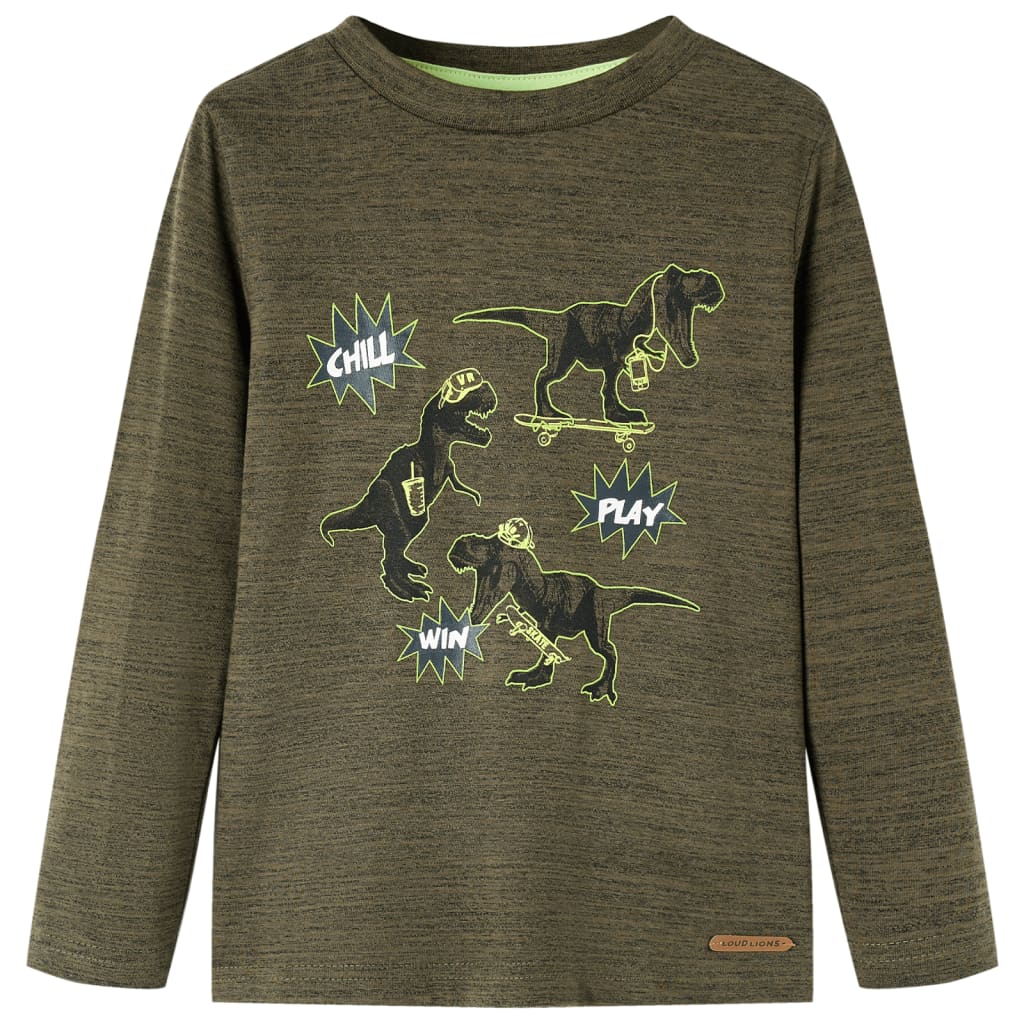 Vidaxl kindershirt met lange mouwen 128 gemêleerd kakikleurig