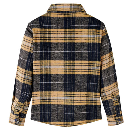 Vidaxl kindershirt geruit 104 geel en zwart