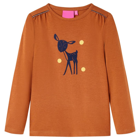 Vidaxl kindershirt met lange mouwen 128 cognackleurig