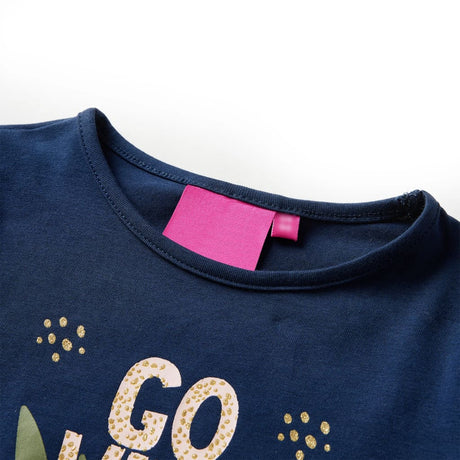 Vidaxl kindershirt met lange mouwen 128 marineblauw