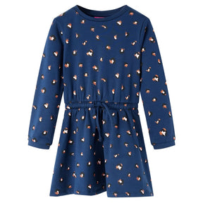 Vidaxl kinderjurk met lange mouwen 128 marineblauw