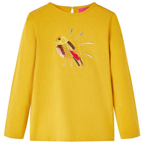 Vidaxl kindershirt met lange mouwen 104 donker okerkleurig