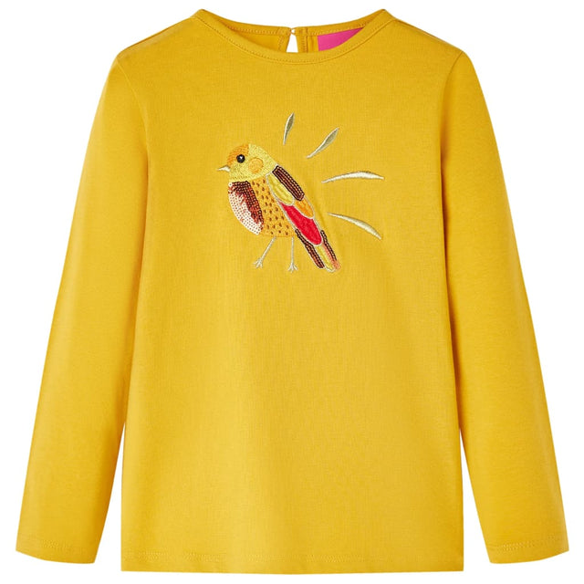 Vidaxl kindershirt met lange mouwen 104 donker okerkleurig