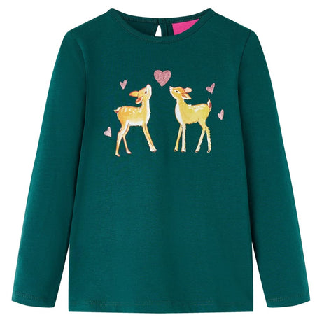 Vidaxl kindershirt met lange mouwen 104 donkergroen