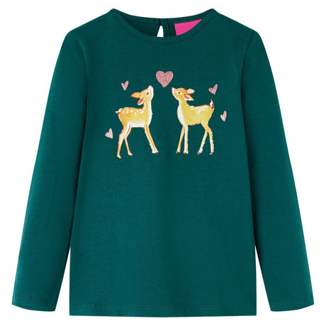 Vidaxl kindershirt met lange mouwen 116 donkergroen