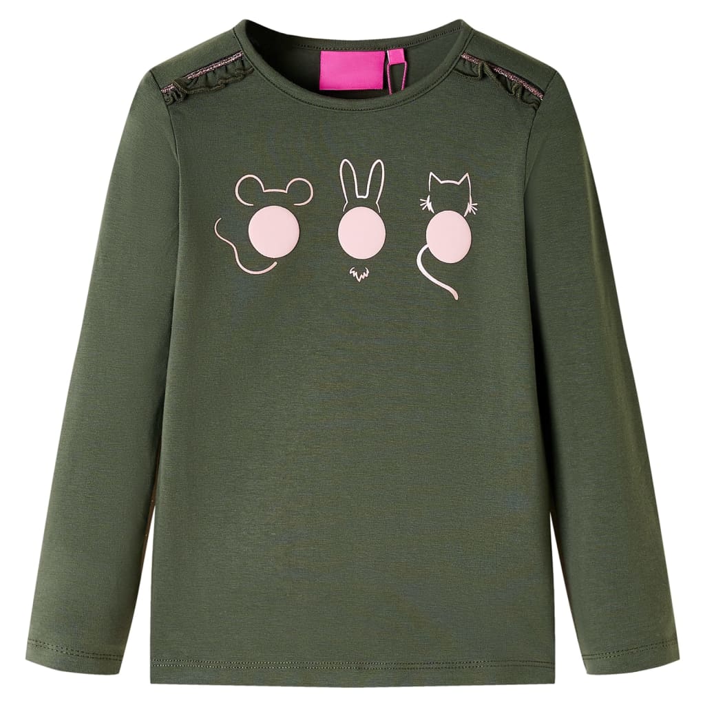 Vidaxl kindershirt met lange mouwen 128 kakikleurig