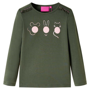 Vidaxl kindershirt met lange mouwen 128 kakikleurig