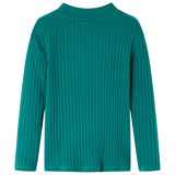 VidaXL Kindershirt met lange mouwen geribd 140 donkergroen