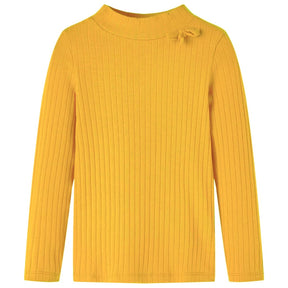 Vidaxl kindershirt met lange mouwen geribd 116 donker okerkleurig