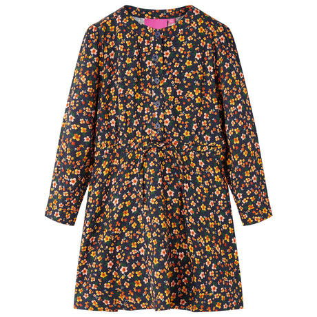 Vidaxl kinderjurk met lange mouwen 128 marineblauw