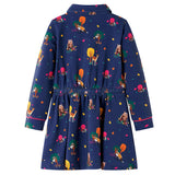Vidaxl kinderjurk lange mouwen en trekkoord 92 marineblauw