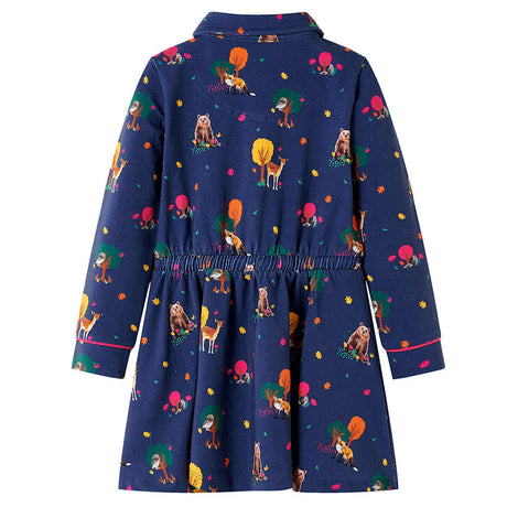 Vidaxl kinderjurk lange mouwen en trekkoord 92 marineblauw