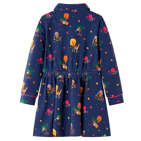 Vidaxl kinderjurk lange mouwen en trekkoord 104 marineblauw