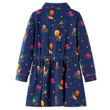 Vidaxl kinderjurk lange mouwen en trekkoord 116 marineblauw