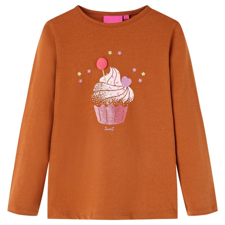 Vidaxl kindershirt met lange mouwen 92 cognackleurig