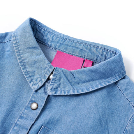 Vidaxl kinderjurk met lange mouwen 104 marineblauw en denimblauw