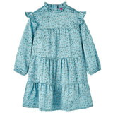 Vidaxl kinderjurk met lange mouwen 128 blauw