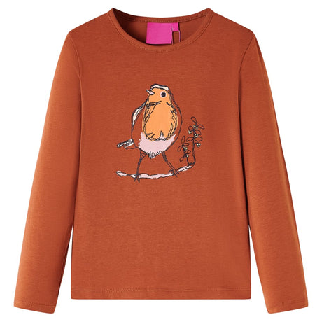 Vidaxl kindershirt met lange mouwen 104 cognackleurig