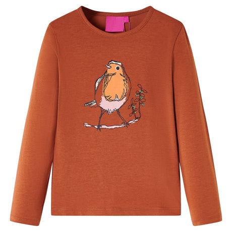 Vidaxl kindershirt met lange mouwen 116 cognackleurig