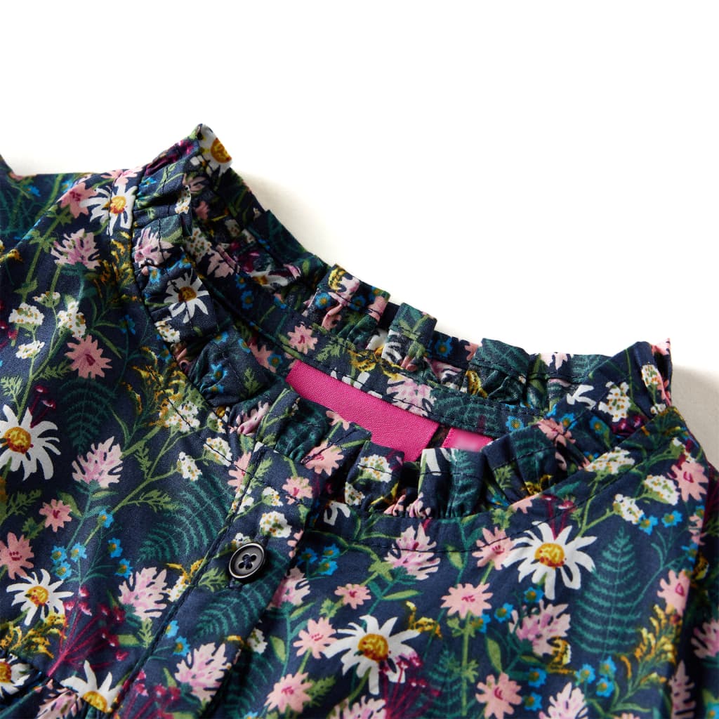 Vidaxl kinderjurk met lange mouwen 92 donkerblauw